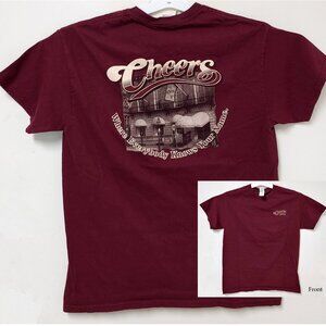 Cheers, Boston (TV Show) - Mens Sz. M T-Shirt - Embroidered/Graphic Back Maroon